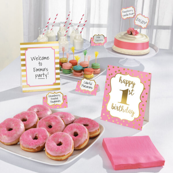 Buffet Decoration kit 1st Birthday pink