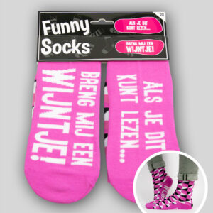 Funny Socks - Als je dit kunt lezen...Wijntje !