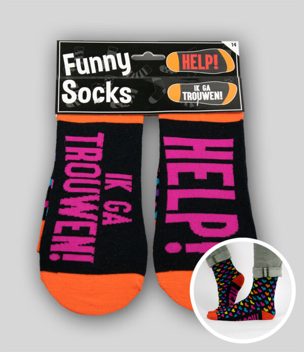 Funny Socks - Help ik ga Trouwen