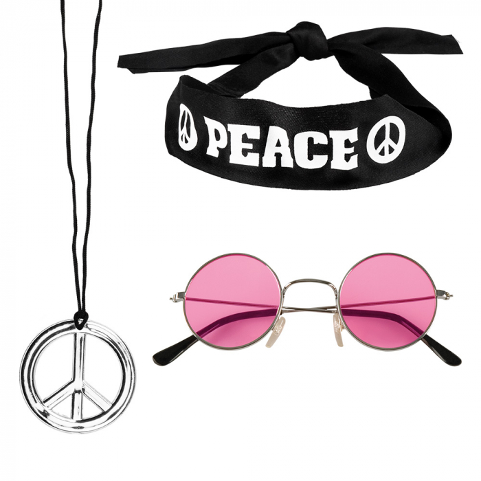 Kostuums straal Balling ᐅ Hippie Peace set Brillen, Haarbanden, Kettingen, Sets kopen