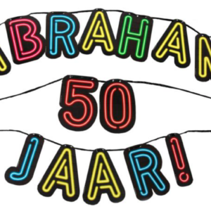 Neon letterslinger Abraham 50 jaar