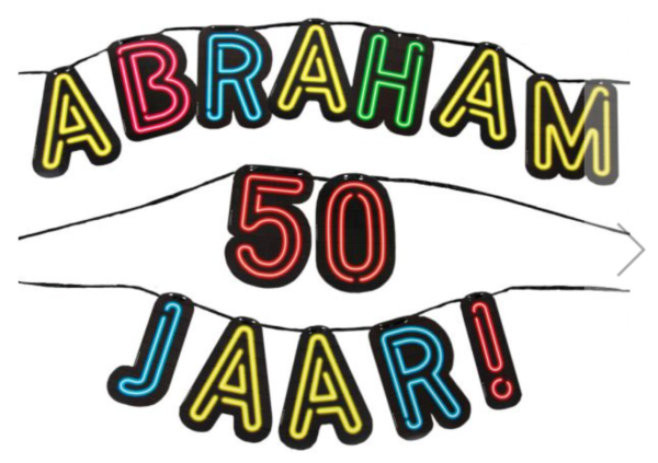 Neon letterslinger Abraham 50 jaar