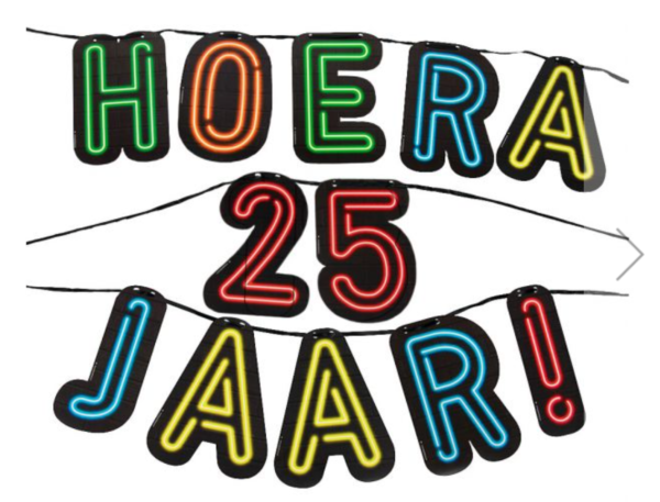 Neon letterslinger Hoera 25 jaar