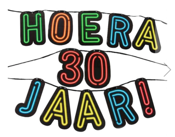 Neon letterslinger Hoera 30 jaar