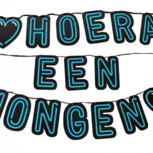 Neon letterslinger Hoera een Jongen