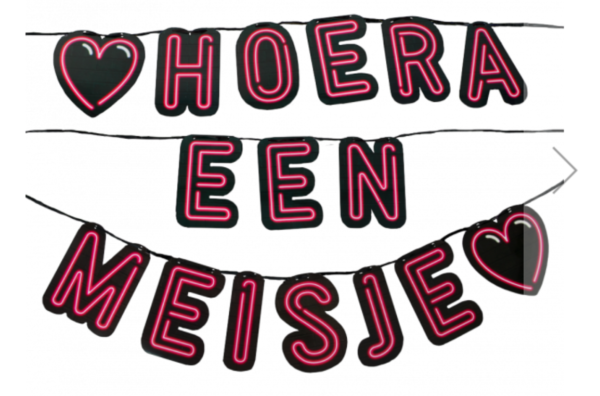 Neon letterslinger Hoera een Meisje