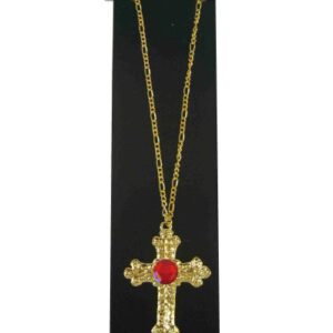 Sinterklaas kruis metaal goud+steen
