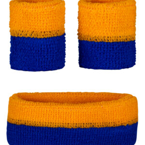 Zweetbandjes set oranje blauw 3dlg