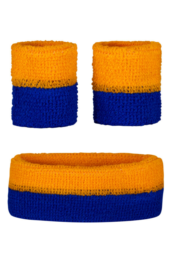 Zweetbandjes set oranje blauw 3dlg