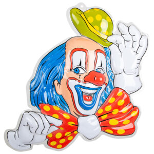 Wanddeco clown met blauw haar